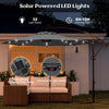 Costway 10FT Patio Offset Umbrella Sun Shade Solar Powered LED 360° Rotation Gray