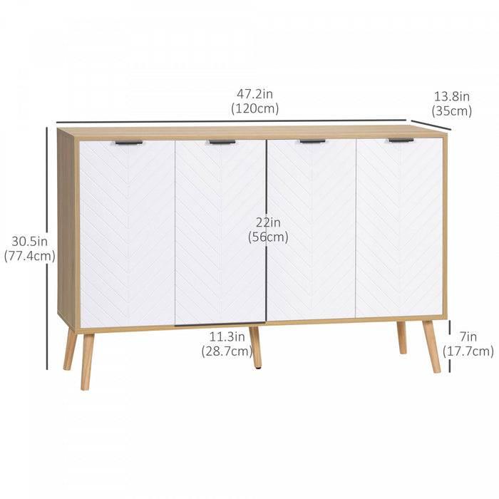 HOMCOM 47\" Sideboard, Buffet Cabinet with Adjustable Shelves, Natural
