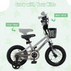 Costway 12" Kid's Bike With Training Wheels Adjustable Handlebar & Seat Handbrake Silver