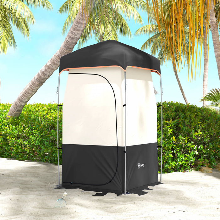 Outsunny Camping Shower Tent with Solar Shower Bag and Carrying Bag, Black