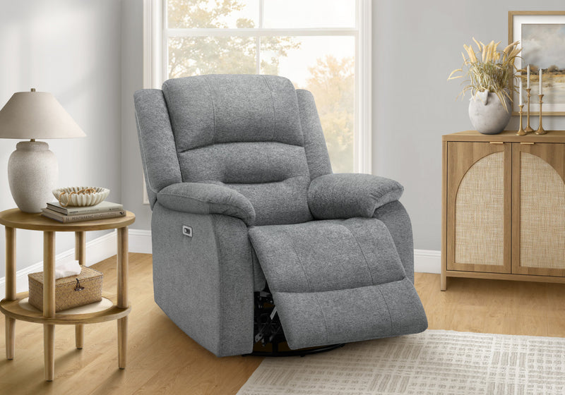 MONARCH SPECIALTIES 34\" WIDE, LARGE UPHOLSTERED POWER RECLINING CHAIR, USB PORTS INCLUDED, BLUE FABRIC, TRANSITIONAL Recliner