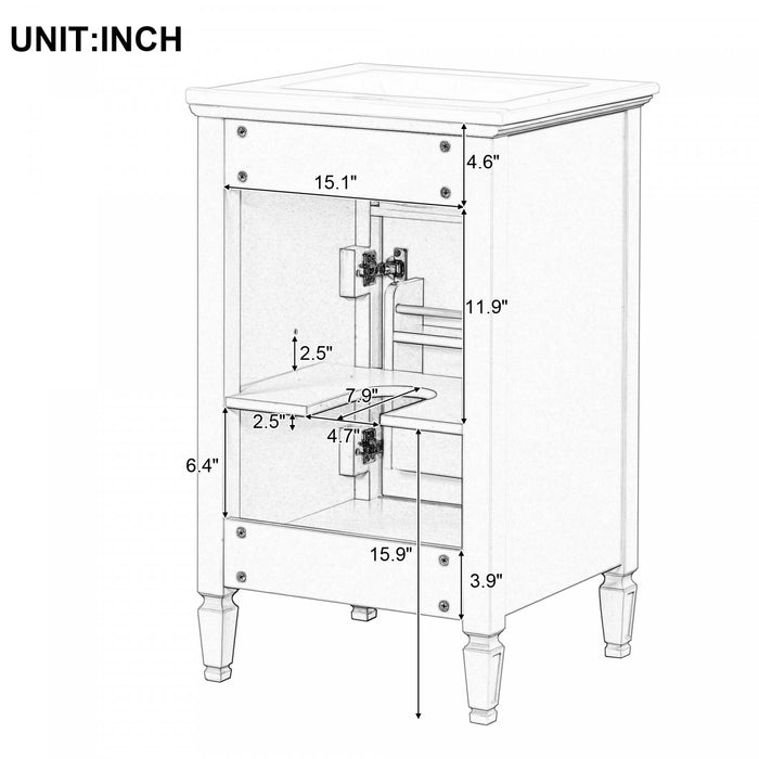 Jocelyn 20\" Bathroom Vanity with Ceramic Sink and Solid Rubberwood Frame, Green