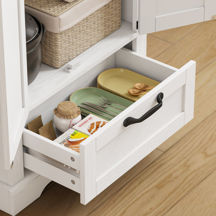 HOMCOM 71\" Pantry Cabinet, Kitchen Storage Cabinet with 2 Doors, White