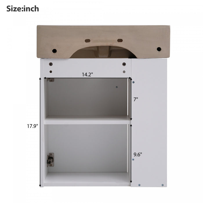Rachel 21.6\" Floating Bathroom Vanity With Ceramic Basin, Soft-close Door, And Left Side Storage