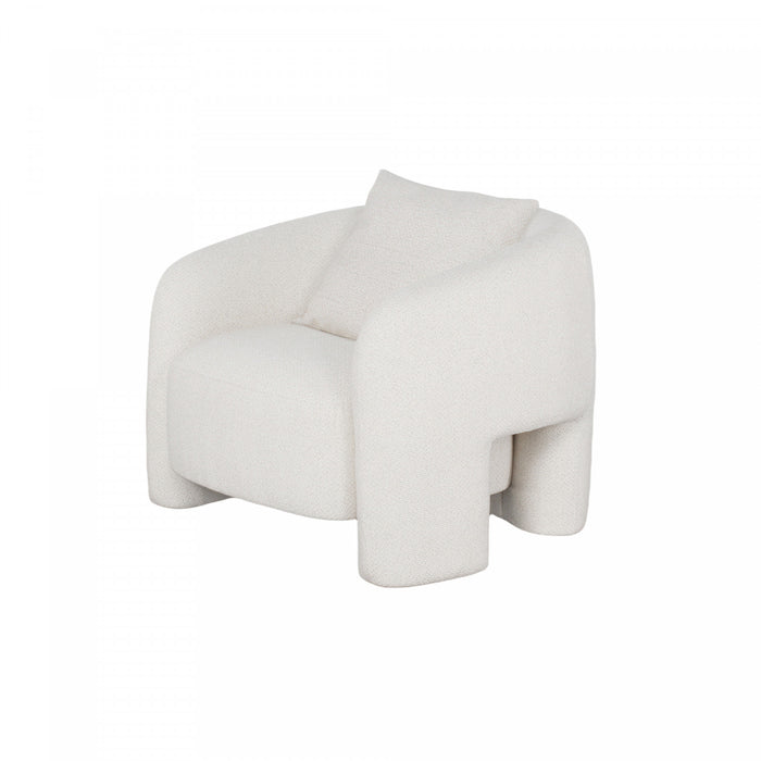 Sylvia Modern Glam Tweed Lounge Chair in Ivory - Set of 2
