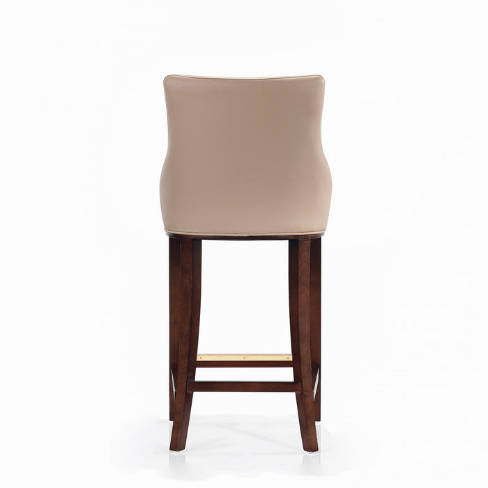 Shubert Modern Wood Upholstered Barstool in Tan - Set of 2