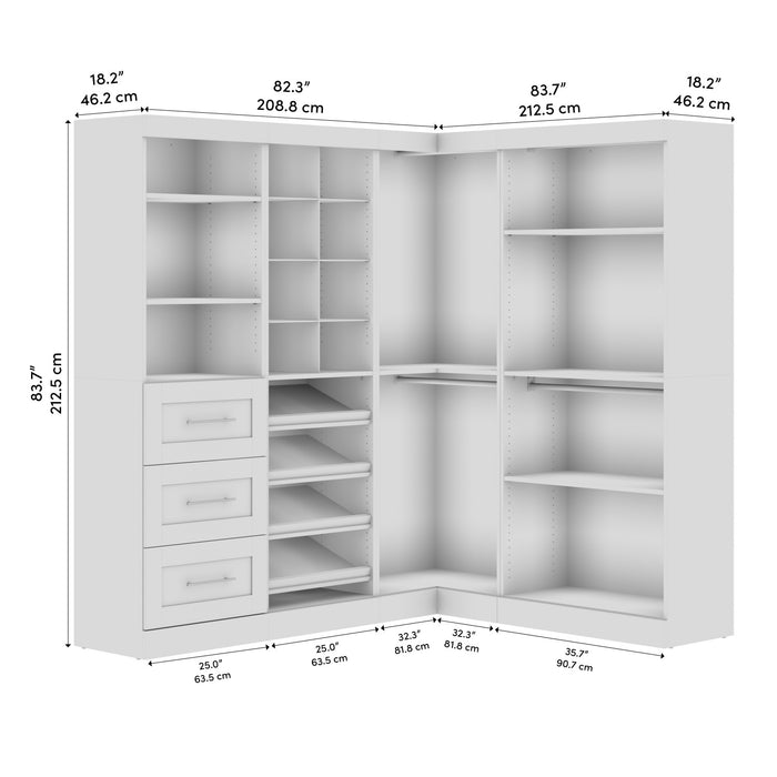Bestar Pur 83 W Walk-In Closet Organizer - Bark Grey