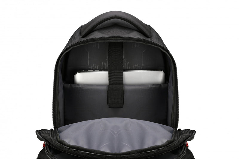 Swissdigital Sursee School Backpack – 17\" Laptop Bag, SDD Finder, Add-A-Bag System, Reflective Trim, Breathable Mesh, Travel-Ready