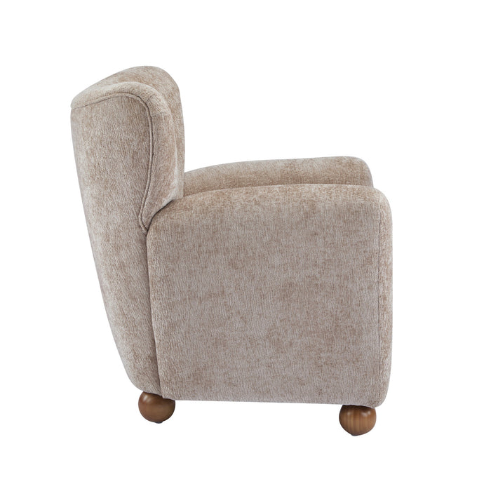 Wingate Cozy Wingback Armchair with Premium Fabric and Solid Wood Legs, Beige Brown