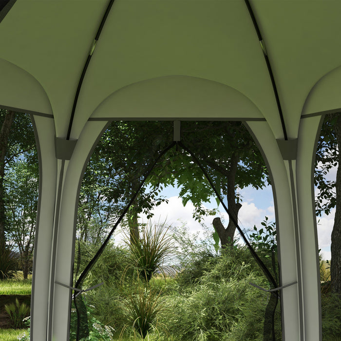 Outsunny 11' X 11.5' Screen Tent, Pop Up Gazebo With 2 Doors, Cream White