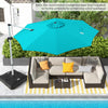 Costway 11 FT Outdoor Patio Umbrella, Round Cantilever Umbrella w/ 360° Rotation Blue