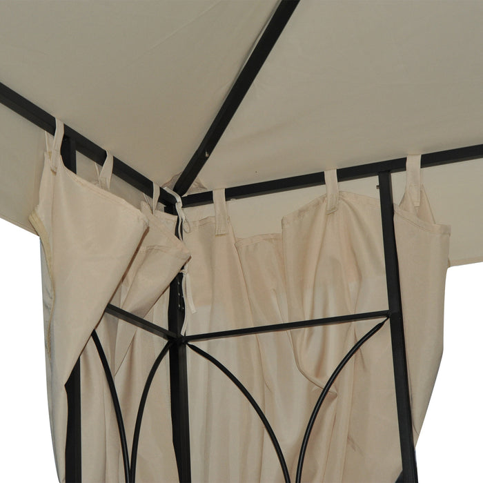 Outsunny 10' X 10' Patio Gazebo Outdoor, Canopy Shelter With Double-tier Roof, Pavilion Sidewalls For Garden Events, Cream White
