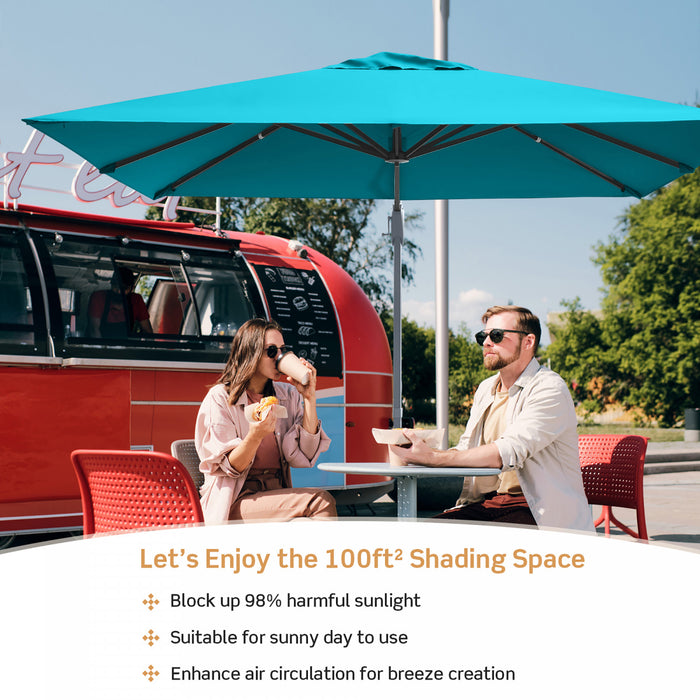 Costway 10x10 ft Patio Offset Cantilever Umbrella Aluminum 360° Rotation Tilt Turquoise