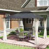 Outsunny 10' x 12' Double Roof Hardtop Gazebo with Curtains, Beige