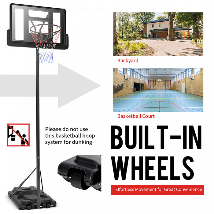 Costway Height Adjustable Portable Basketball Hoop System Shatterproof Backboard Wheels 2 Nets