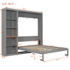 Jessie Space-Saving Multi-Functional Wall Bed with Shelves,Queen Size,Grey Queen Bed | Jessie Lit escamotable mural multifonction avec etageres, Taille Queen, Gris