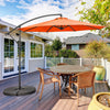 Costway 10 FT Patio Offset Umbrella w/8 Ribs Cross Base Tilt Orange