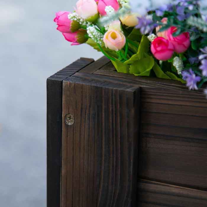 Outsunny 3.3 X 1.2 X 1.2 Ft Garden Raised Bed Planter Grow Containers For Outdoor Patio Plant Flower Vegetable Pot Fir Wood, Carbonized