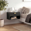 HOMCOM Floating Nightstands Set of 2 with Fluted Drawer Open Shelf Black