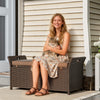 Outsunny 2-In-1 Patio Wicker Storage Bench 29 Gallon Storage Box Tan
