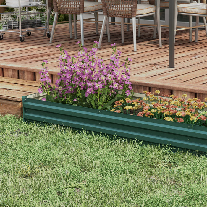 Outsunny 8x2x1ft Raised Garden Bed Large Galvanized Elevated Planter Box