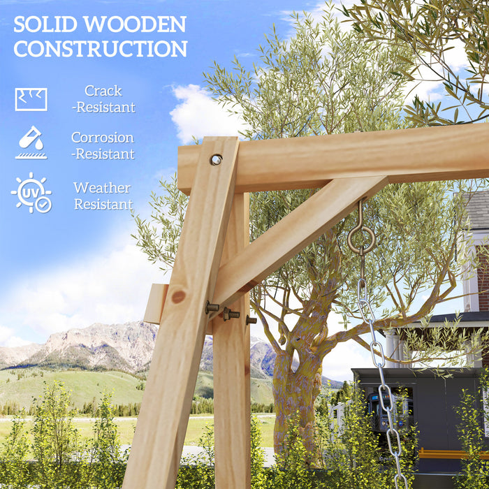 Outsunny Porch Swing Frame, A-Frame Wooden Swing Stand with Reinforced Bars