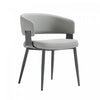 Luce Modern Textured Vegan Leather Metal Dining Chair in Stone Gray - Set of 2 | Chaise de salle a manger moderne Luce en cuir vegetalien texture et metal, gris pierre - Lot de 2