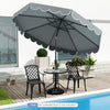 Costway 10 FT Patio Umbrella with Crank Tilt Adjustment Ruffles Vented Top 8 Ribs Gray