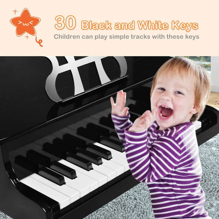 Costway 30-Key Classic Piano Wood w/ Bench & Music Rack Black