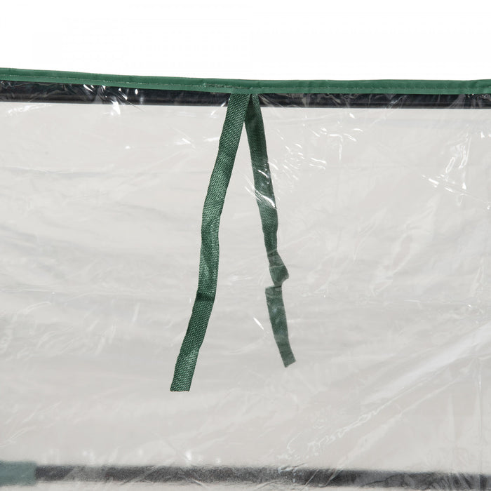 Outsunny Greenhouse With Raised Garden Bed, Steel Outdoor Planter Box, Roll Up Door, Dual Use For Flowers Vegetables Fruits Herbs, 50\"x37.4\"x36.2\", Clear Plastic Cover