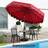 Costway 10 FT Patio Umbrella with Crank Tilt Adjustment Ruffles Vented Top 8 Ribs Red