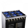 Forno Capriasca 36" Black Gas Range 5.36 cu.ft -FFSGS6460-36BLK | Cuisiniere a gaz noire Capriasca 36 pouces, 5,36 pi³ – FFSGS6460-36BLK