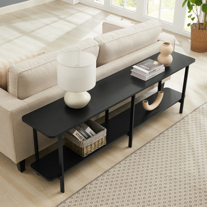 Celine Contemporary Modern 71\" Console Table in Black (2-Shelf)