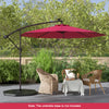 Costway 10 Ft Patio Solar LED Offset Umbrella 40 Lights Crank Cross Base Wine