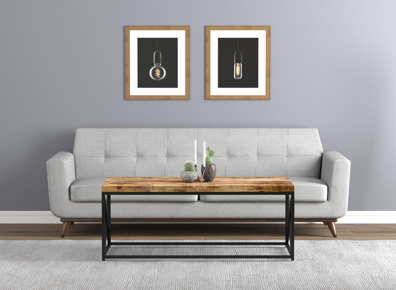 44\" Coffee Table Reclaimed Wood With Black Metal