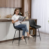 HOMCOM 27" Bar Stools Set of 2, PU Leather Counter Height Barstools, Black