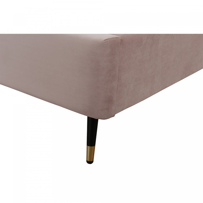 Crosby Modern Upholstered Velvet Twin Bed in Blush