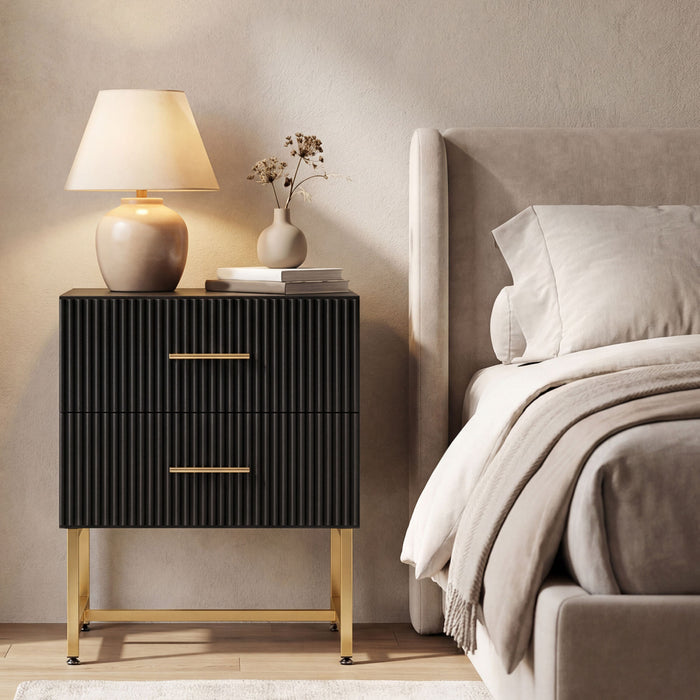 HOMCOM Nightstands Set of 2 Bedside Tables with Drawers for Bedroom Black