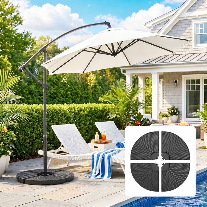 Outsunny Water or Sand Filled Banana Umbrella Base Weights W/ Wicker Effect