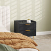 HOMCOM Bedside Table, Nightstand with 2 Drawers for Bedroom, Black