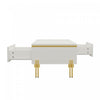 Lustra 39.4 Inch Modern High-Gloss Coffee Table with Dual Drawers and Gold Accents, White | Lustra Table Basse Moderne Haute Brillance 39.4 po avec Double Tiroirs et Accents Dores, Blanc