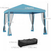 Outsunny 10' X 10' Pop Up Canopy Tent Gazebo With Removable Mesh Sidewall|Outsunny Auvent 10' X 10' Avec 4 Parois Laterales Amovibles, Bleu Clair