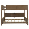 Liam Solid Wood Full XL Over Queen Bunk Bed with Storage & USB Ports, Brown | Lit superpose Liam en bois massif Full XL sur Queen avec rangement et ports USB, brun