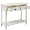 Jeremy Solid Wood Traditional Console Table With Drawers And Shelf - Ivory White | Table Console Traditionnelle Jeremy En Bois Massif Avec Tiroirs Et Etagere - Ivoire Blanc