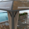 Outsunny 10 X 10ft Hardtop Gazebo With uv60+ Polycarbonate Roof & Curtains|Outsunny Tonnelle A Toit Rigide 10 X 10 Pi En Polycarbonate Uv60+, Kaki