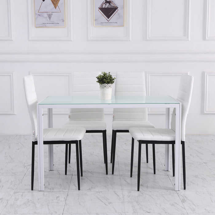 HOMCOM Dining Chairs Set of 4, Linen Fabric Upholstered Accent Chairs White