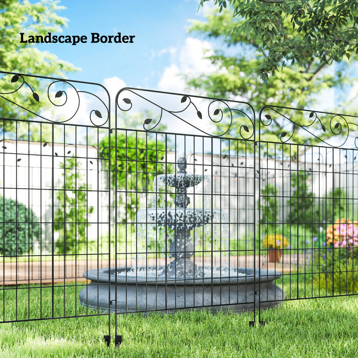Outsunny 11.5' Decor Garden Fence for Border Edging, 4 Pack, Square Vines