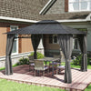 Outsunny 10' x 12' Double Roof Hardtop Gazebo with Curtains, Black