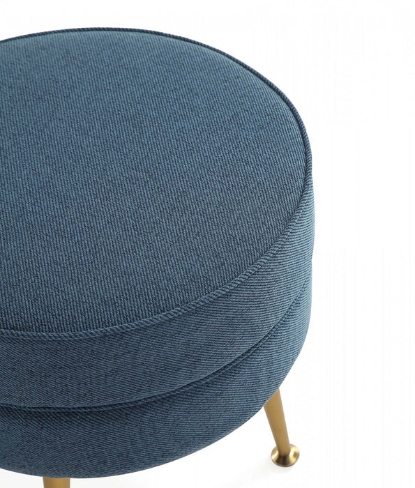 Bailey Mid-Century Modern Upholstered Accent Ottoman in Blue - Set of 2