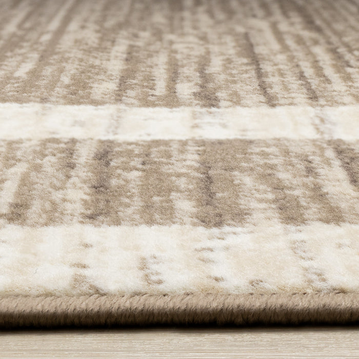 Forte Brown Beige Cream Abstract Geometric Design Area Rug - 5'3\" x 7'5\"